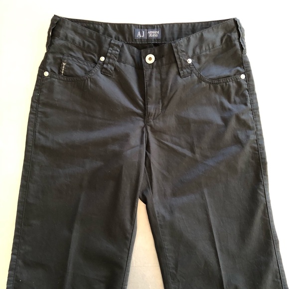 ⭐️Armani Jeans⭐️Black Wide Leg Jeans Light Summer Denim Women's Size 24 EUC - Picture 2 of 11